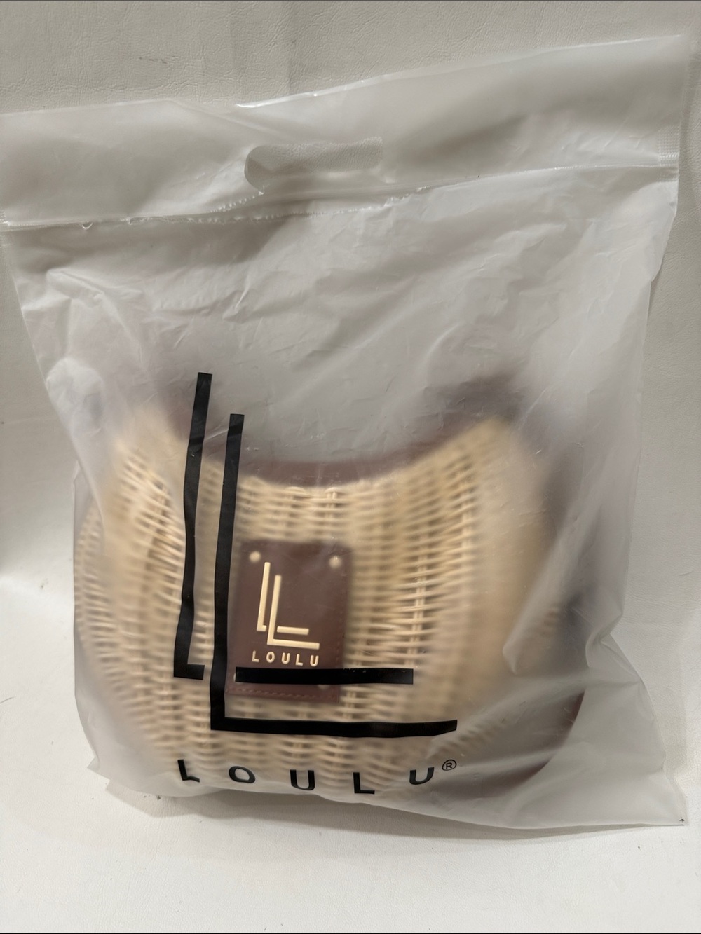 Loulou Woven Crescent Crossbody Bag in Natural & Brown - Picture 15 of 16